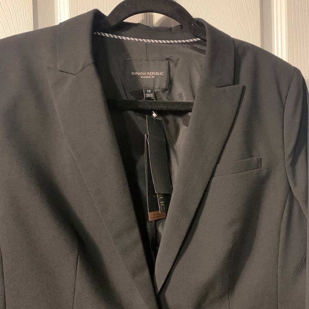 Banana Republic Women's Classic Blazer Size 12 NEW Black Washable Wool Office - Picture 3 of 13